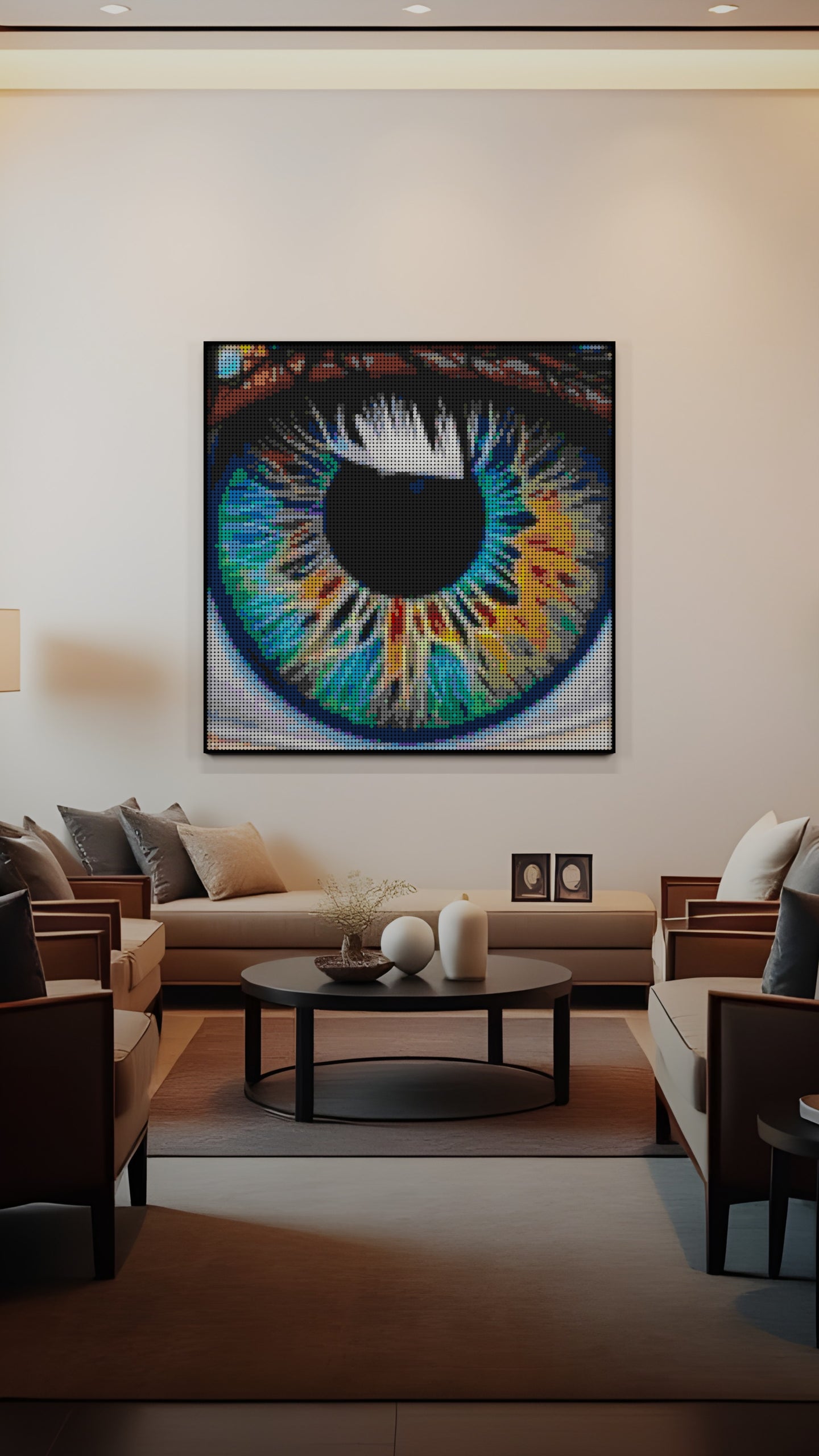 Soul Window LEGO® Style mosaic wall art made from colorful plastic bricks